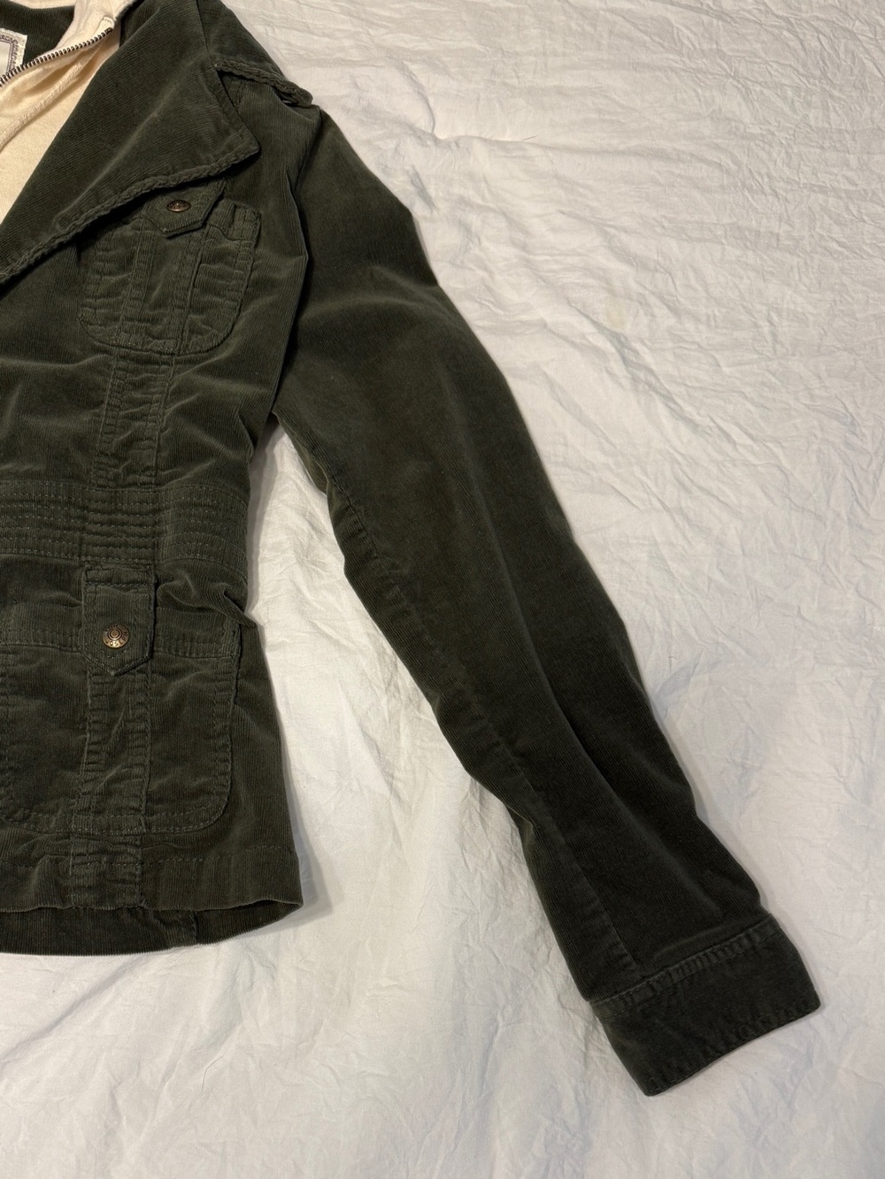 For Joseph Fortune Corduroy Hooded Jacket Medium Green Cream Vintage Y2K
Grunge - Picture 11 of 16